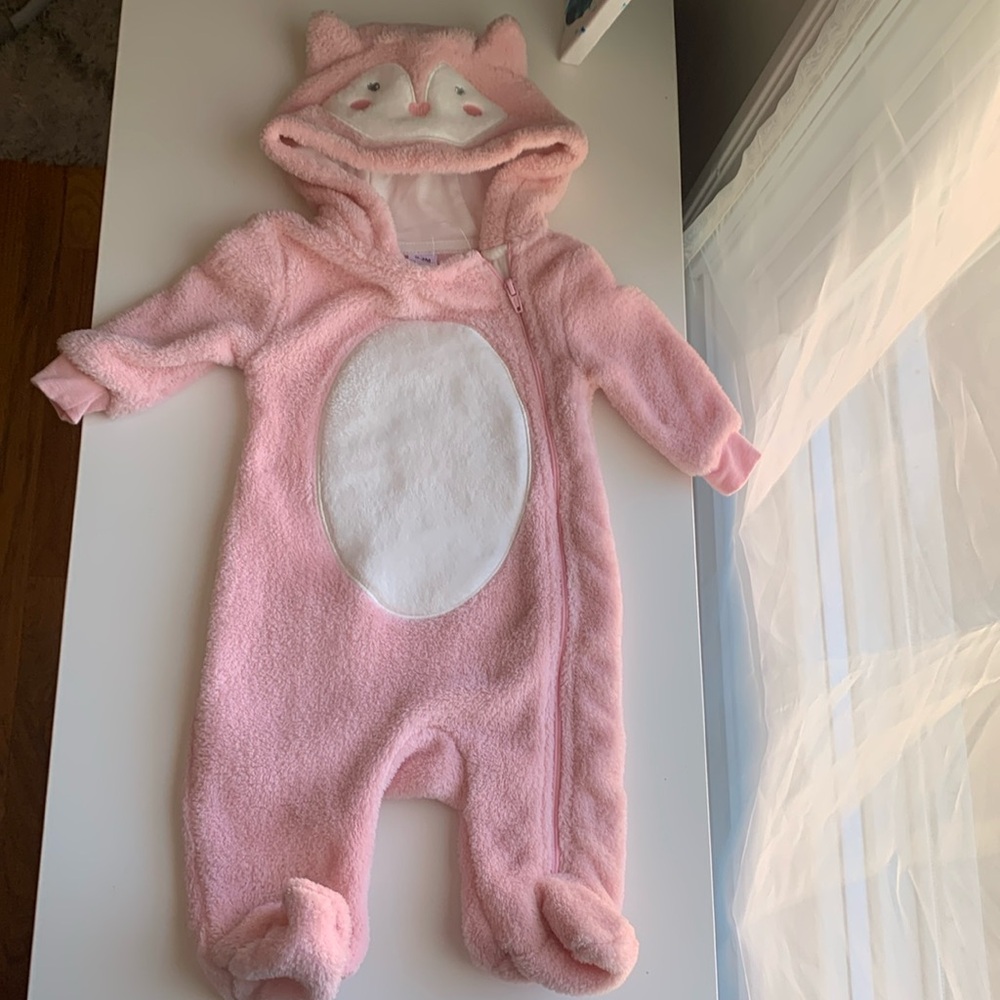 Pink fuzzy onesie